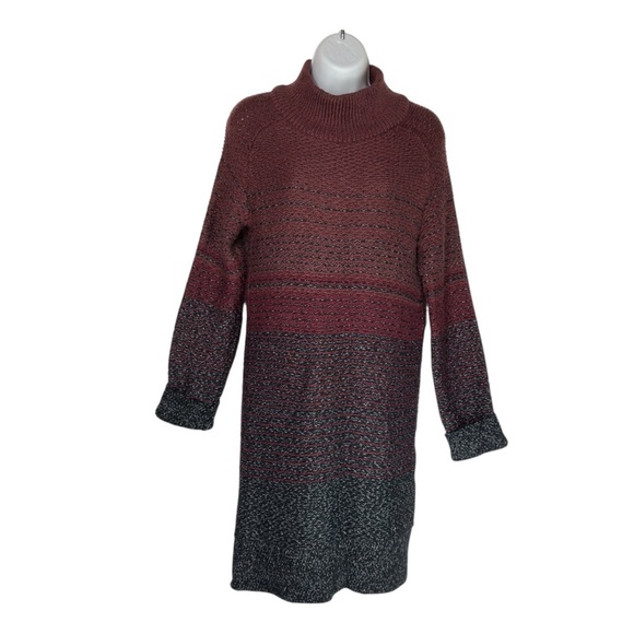 Roots Burgundy Gray Ombre Knit Sweater Dress Medium - Picture 2 of 13